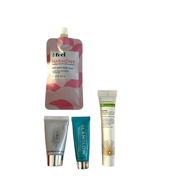4 Mini Mask Set Glam Glow Supermud & Thirsty Mud Feel Rose Petal Mask Goldfaden - Picture 1 of 9